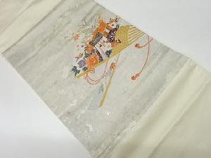 JAPANESE KIMONO / VINTAGE NAGOYA OBI / WOVEN CARRIAGE & FLOWERS